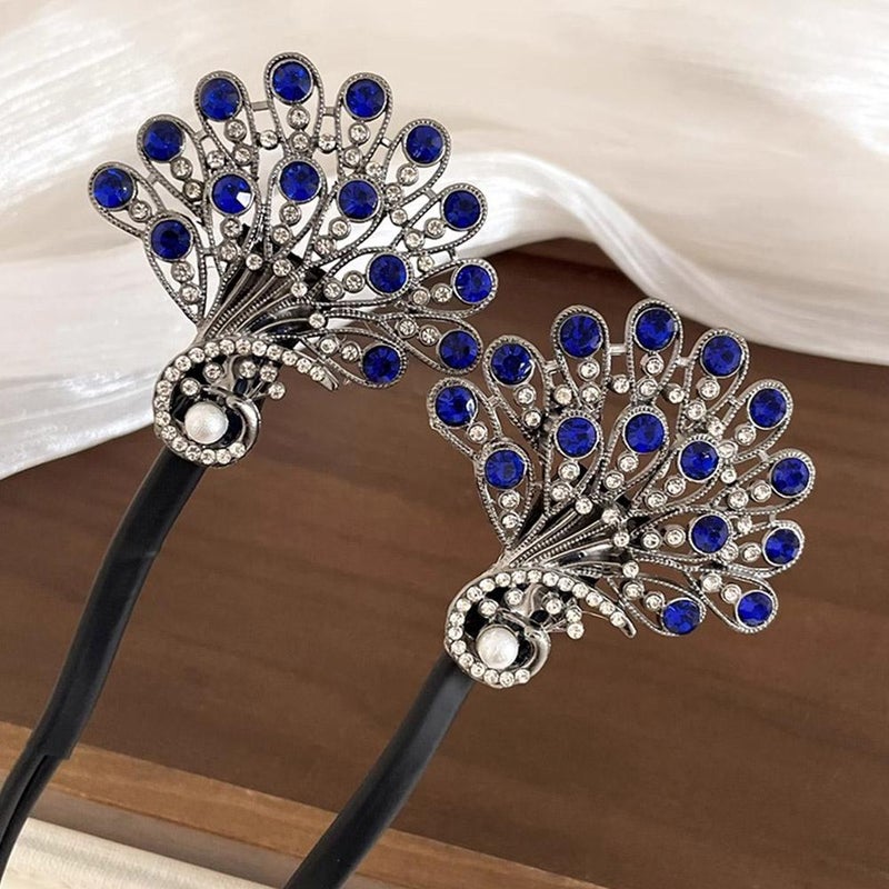 Lazy Hair Curler,Peacock Shape Hair Bun Maker Twister,Shining Rhinestone Deft Bun Maker for Long Hair,Easy Fast Snap Roll Hair Tool,Hair Accessories For Women - Image 4